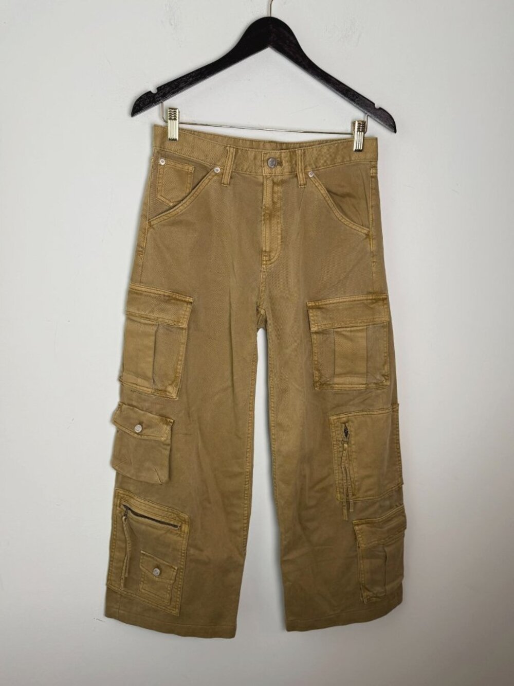 Gap Mid Rise Relaxed Cargo Pants Camel Size 0P 30" Waist Streetwear Oversized